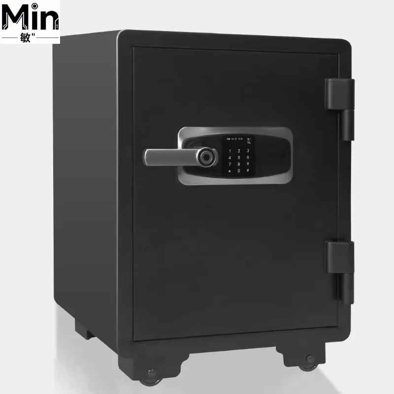 2024 New Black Fingerprint Digital  Fireproof Safe Box with Emergency Key for Letter Size Document Storage Laboratory