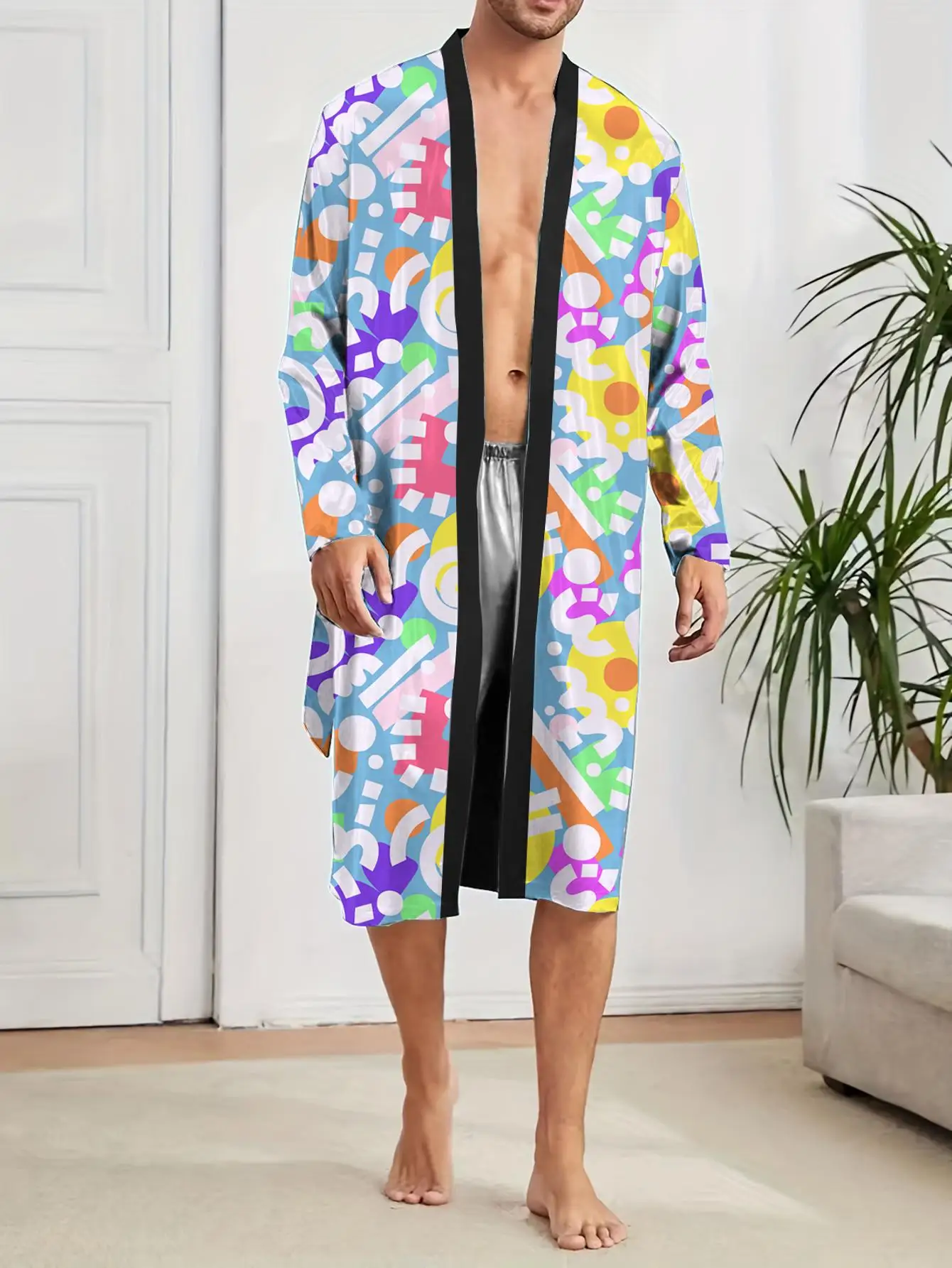 1pcs Men's Robes 2026 Spring/Summer Robes Bathrobe man Breathable Graphic Sleepwear Robe man 3D Printed sleepwear