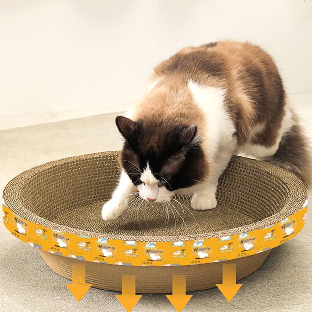 Cat Scratcher Round Cardboard Lounge Bed Corrugated Scratching Board Furniture Protection Kitten Training Toy Scratch Pad Nest