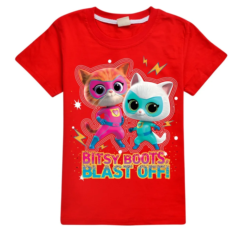 Superkitties pakaian anak-anak Musim Panas Anak laki-laki T-Shirt lengan pendek modis kaus grafis anak perempuan bayi atasan anak-anak 2239