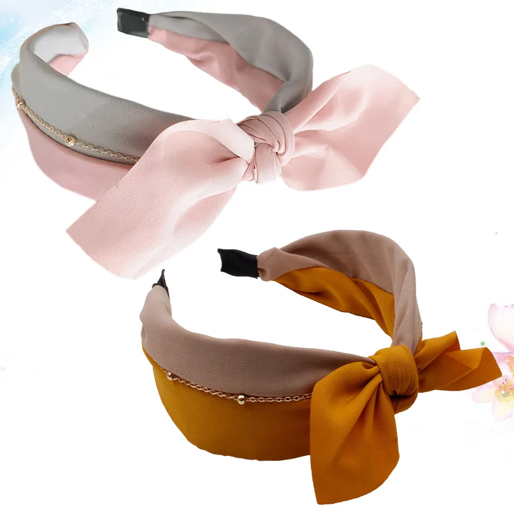 

2Pcs Fashionable Bowknot Headband Hair Hoops Adorable Hair Accessories for Face Washing Spa