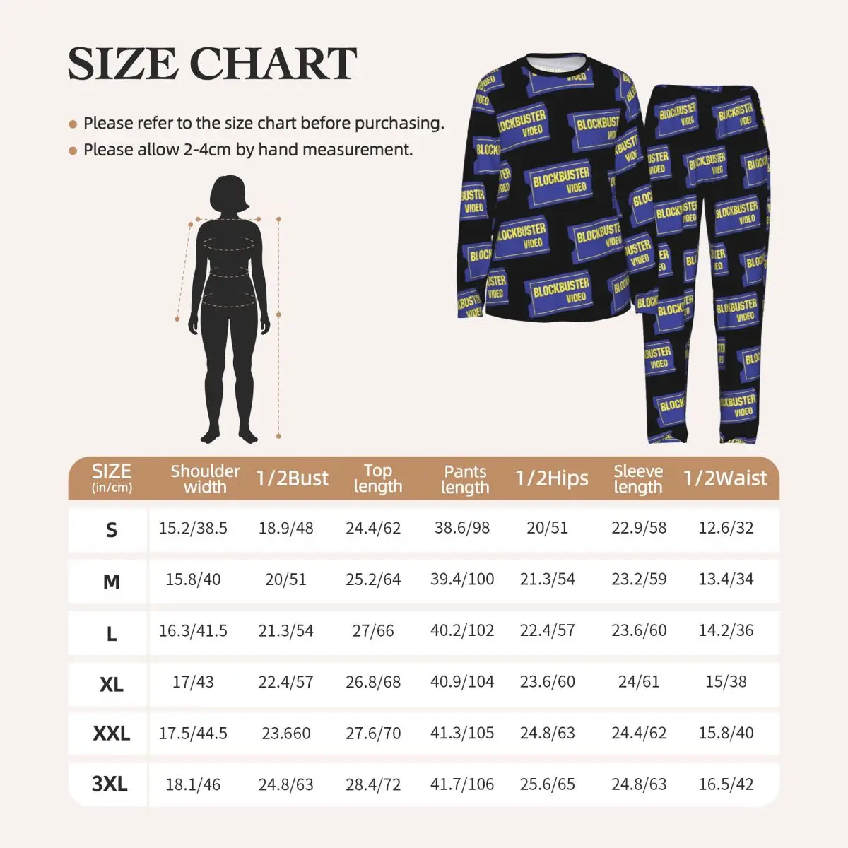 Blockbuster Video Round Neck Long Sleeve Nightgowns for Sleeping Sleepshirts Women Loose Pajama Set Long Pants