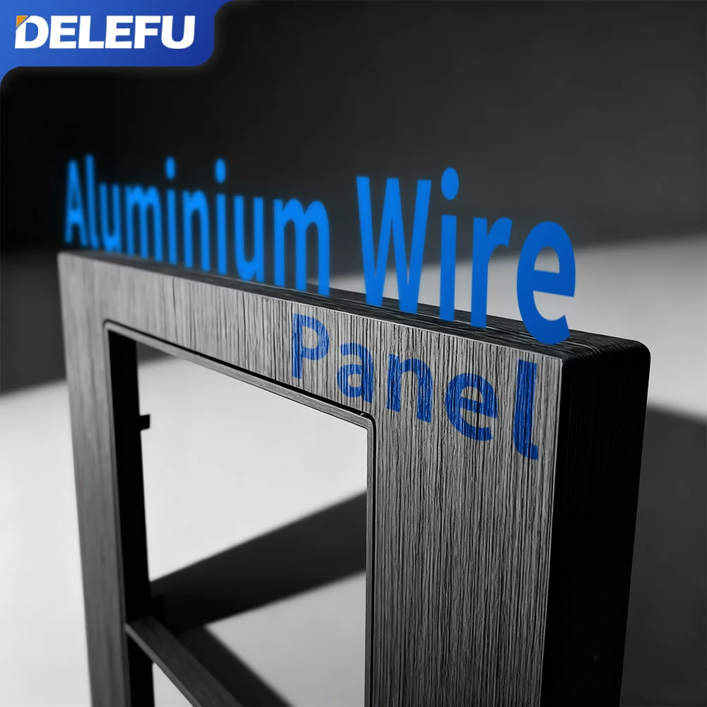 DELEFU-Panel de alambre de aluminio 4x4, toma estándar de Brasil, doble USB tipo C, toma de corriente de pared, interruptor de luz, oficina, gris, 10A, 20A