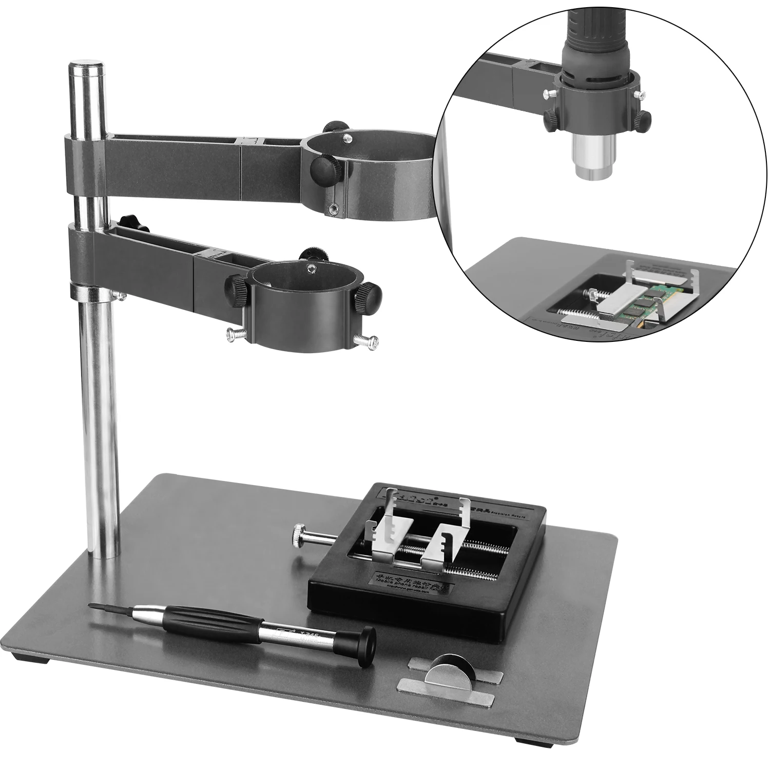 Kaisi 204 Hot Air Gun Double Stand BGA Chip Mobile Phone Repair Fixture Metal Heat Gun Frame For Soldering Repair Tools