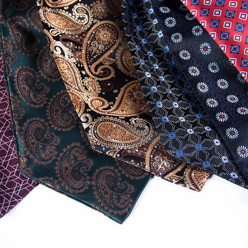 New Luxury Jacquard Polyester Ascot Tie Floral Paisley Men Cravat Wedding Formal Scrunch Self Neckties Scarf Suit Accessories