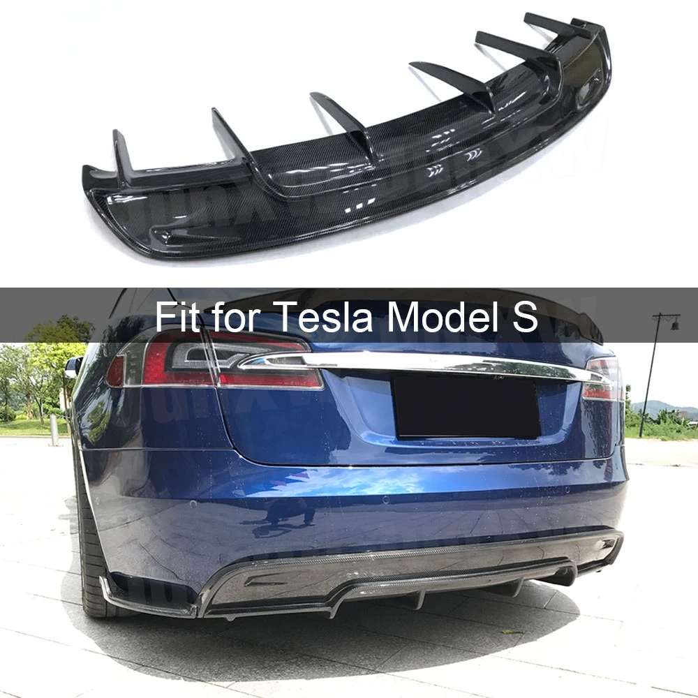 

Carbon Fiber Rear Bumper Diffuser Lip Spoiler for Tesla Model S 70D P85D 90D P100D Sedan 4 Door 2016 2017 Car Styling