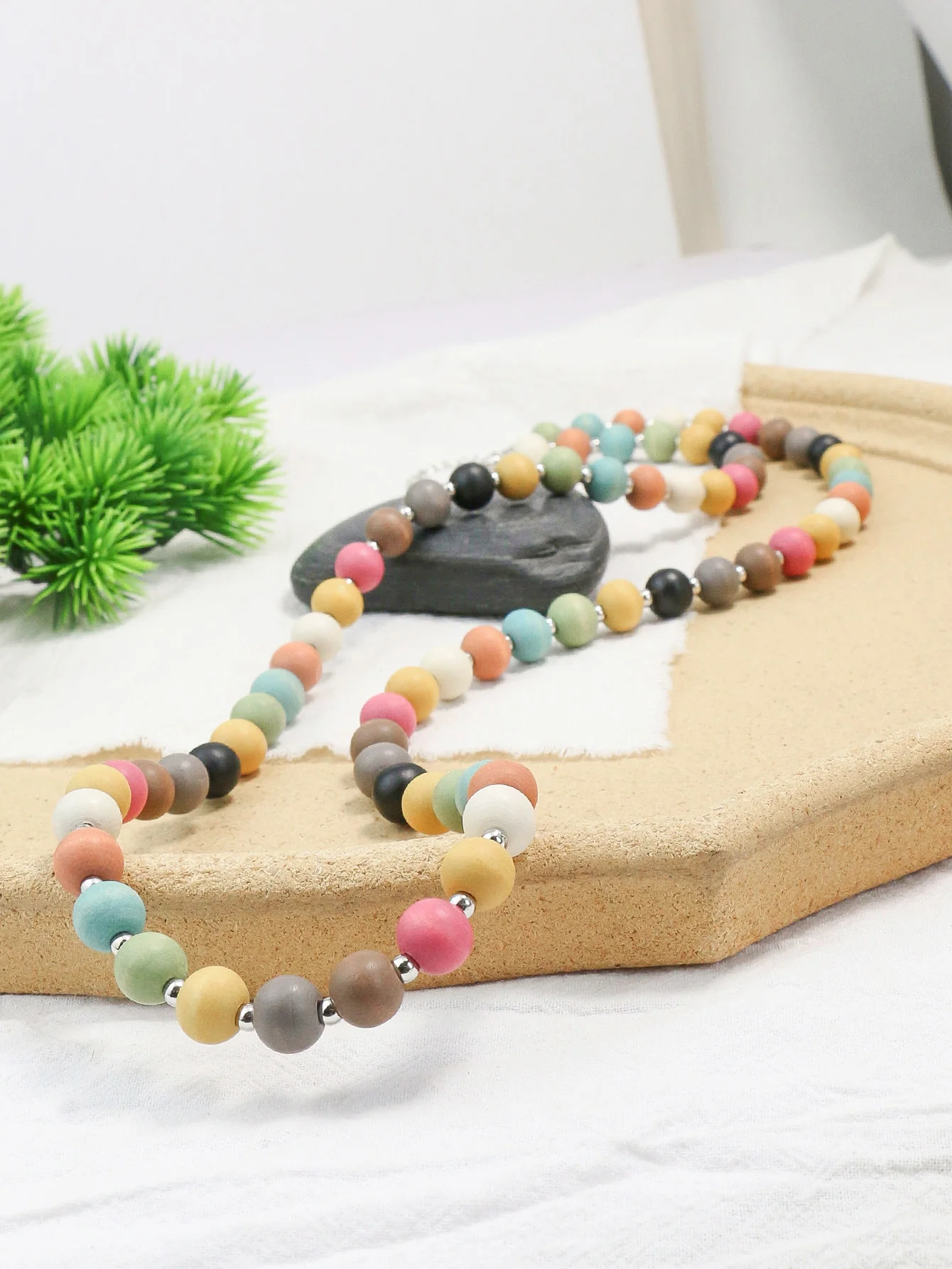 Bohemian Vintage Colorful Long Necklace Women\'s Versatile Vital Colorful Bead String Long Necklace