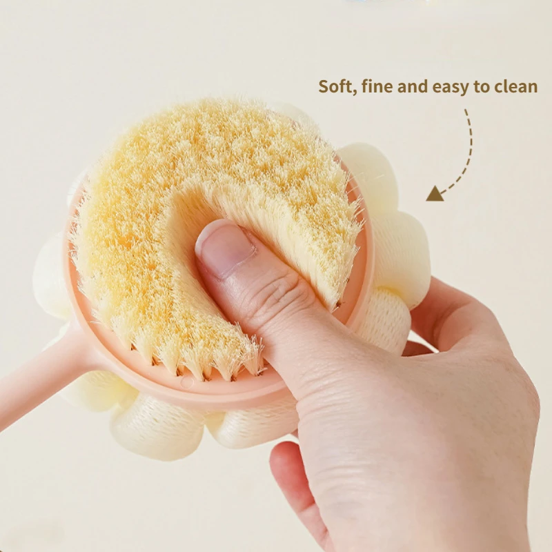 1pc Double-sided Long Handle Shower Brush Rub Back Brush Soft Bristle Shower Brush Rub Mud To Remove Dust Scrub Brush Tool