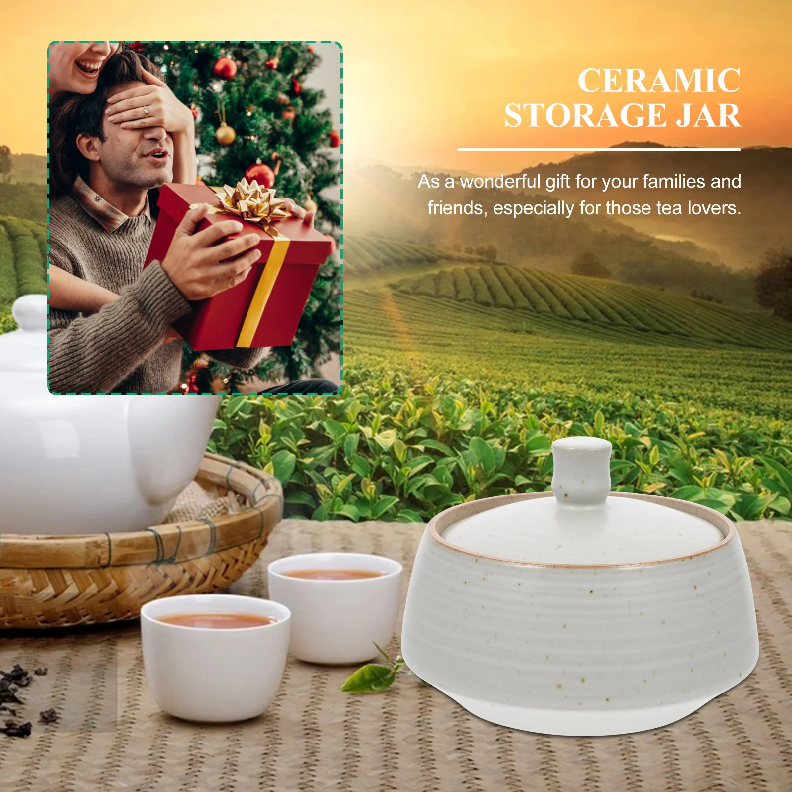 

Vintage Ceramic Storage Container with Airtight Lid for Tea Coffee Kitchen Food Preservation Moisture Proof Home Decor Jar