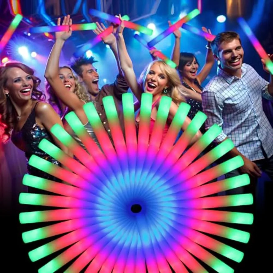 

PCS Foam Glow Sticks, Foam Light Up Sticks Party plies with 3 Mode Colorful Flashing, Glow Sticks Bulk Party Pack, Led Foam Sti