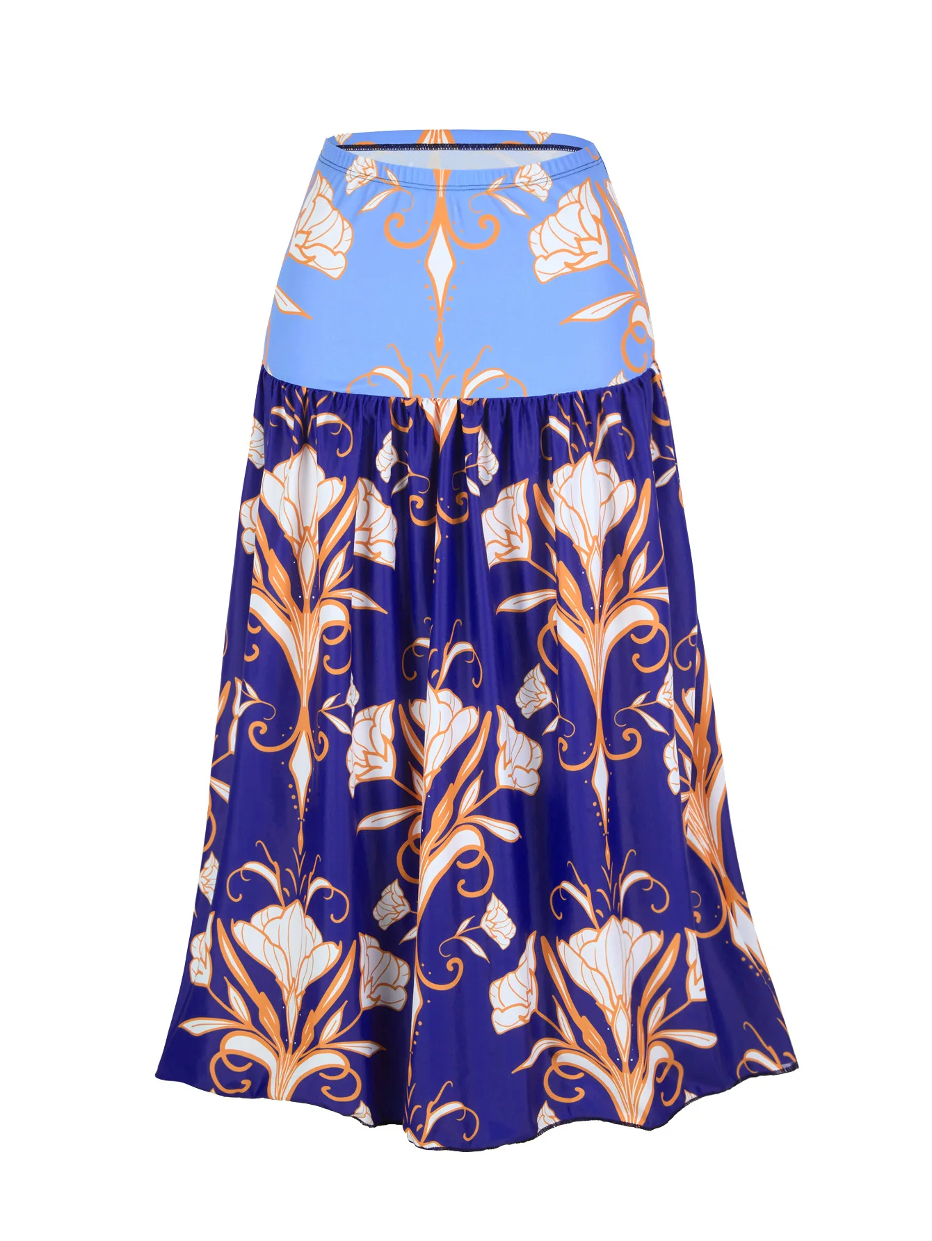 Maillot de bain une pièce imprimé Floral bleu pour femmes, ensemble robe de plage, Style vacances, jupe Maxi