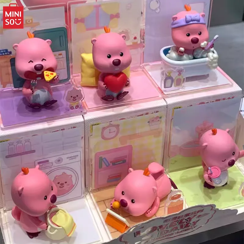 

MINISO ZANMANG LOOPY, милая повседневная серия, слепая коробка, аниме, модель бобра, настольные декоративные украшения, детские игрушки, подарки на день рождения