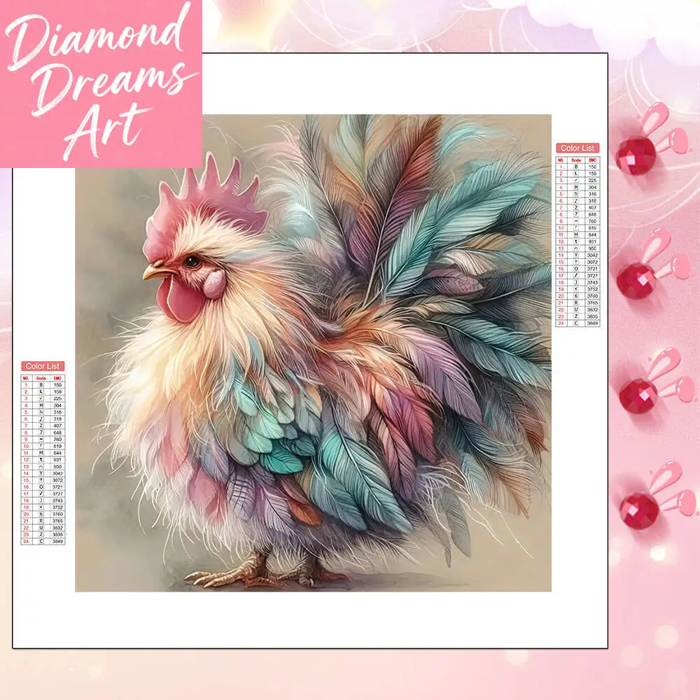 Frameless, Diamond Painting Kits Chicken Animal Full Square 