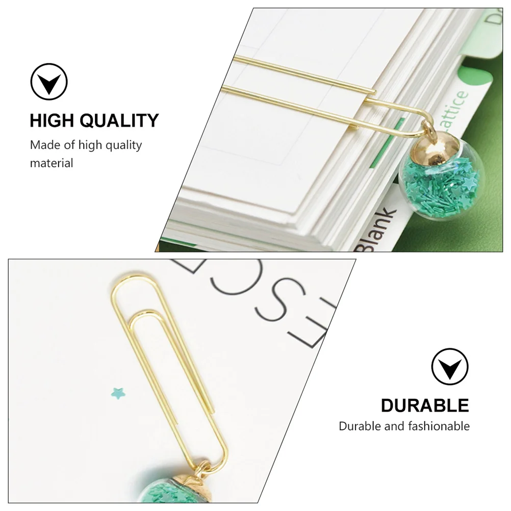 

10pcs Crystal Ball Bookmarks Metal Paper Clips Mini Office Supplies Students Notebook Calendar Scrapbooks Gifts