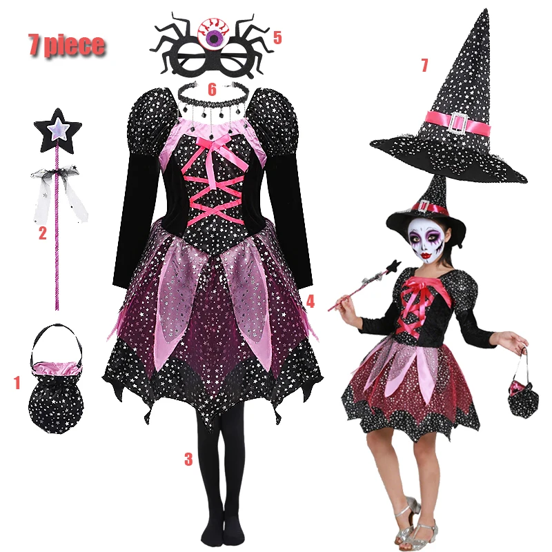 

2-12Y Halloween Dress for Kid Ghost Bride Gothic Witch Cosplay Costume Carnival Party Clothes Vampire Dresses for Girls