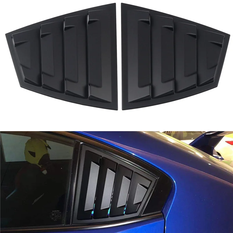 Matte Black Rear Side Vent Quarter Window Louver Shutter Cover Trim for Subaru WRX /WRX STI 2015-2021