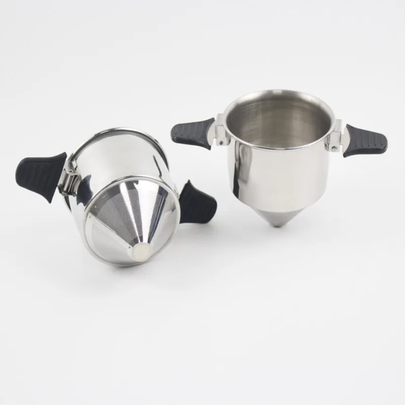 304 stainless steel binaural coffee filter folding free  paper tea filter tea powder filter hand brewing coffee utensils