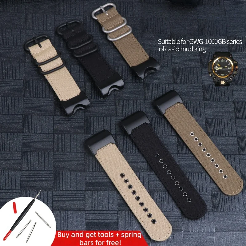 Pure cotton canvas and nylon - woven watch bands Watch Strap for Casio G - shock Mudmaster GWG - 1000GB series - view 3