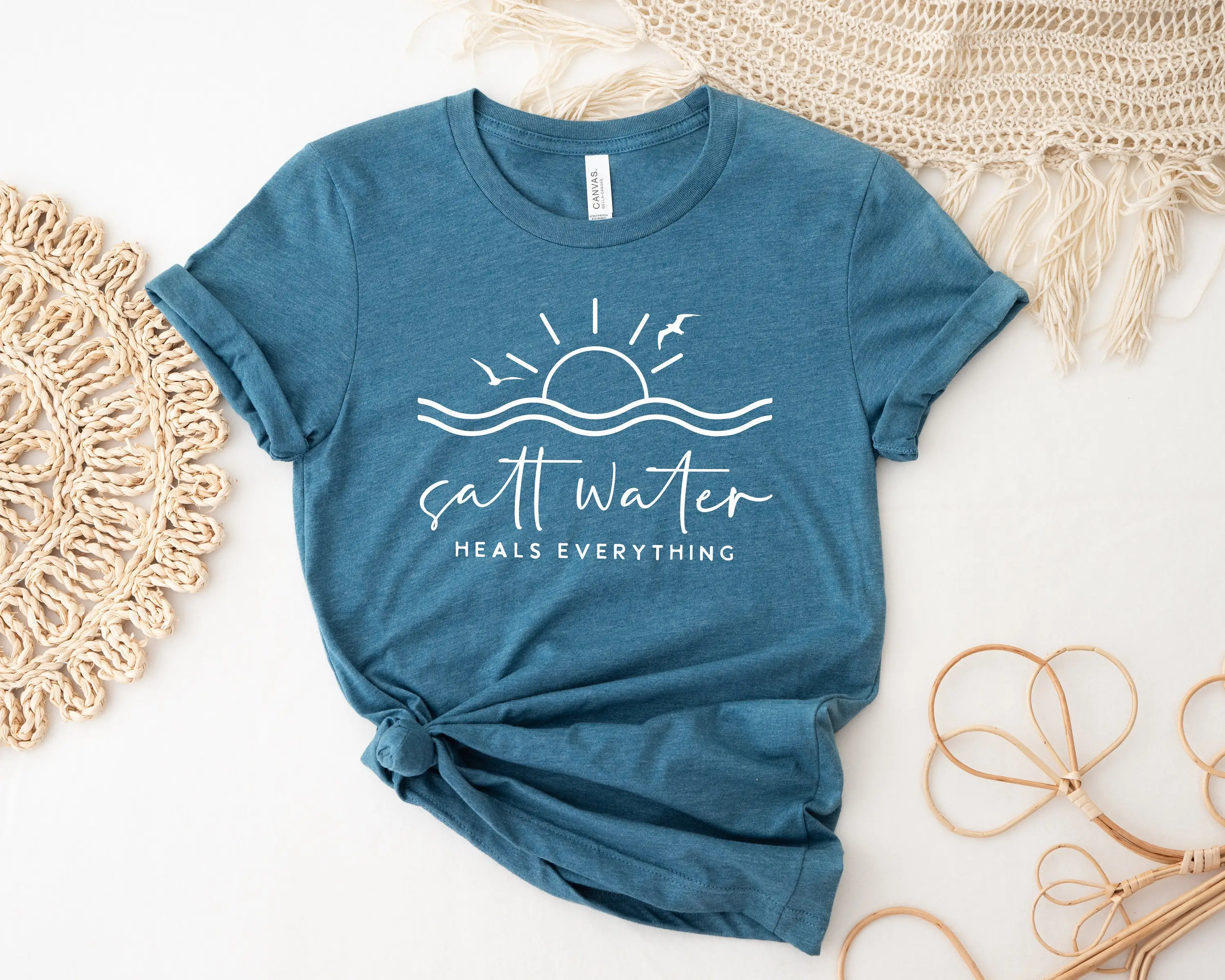 Salt Water Heals T Shirt Vacay Vacation Shirts Beach Cruise Matching Outfits Summer Miami