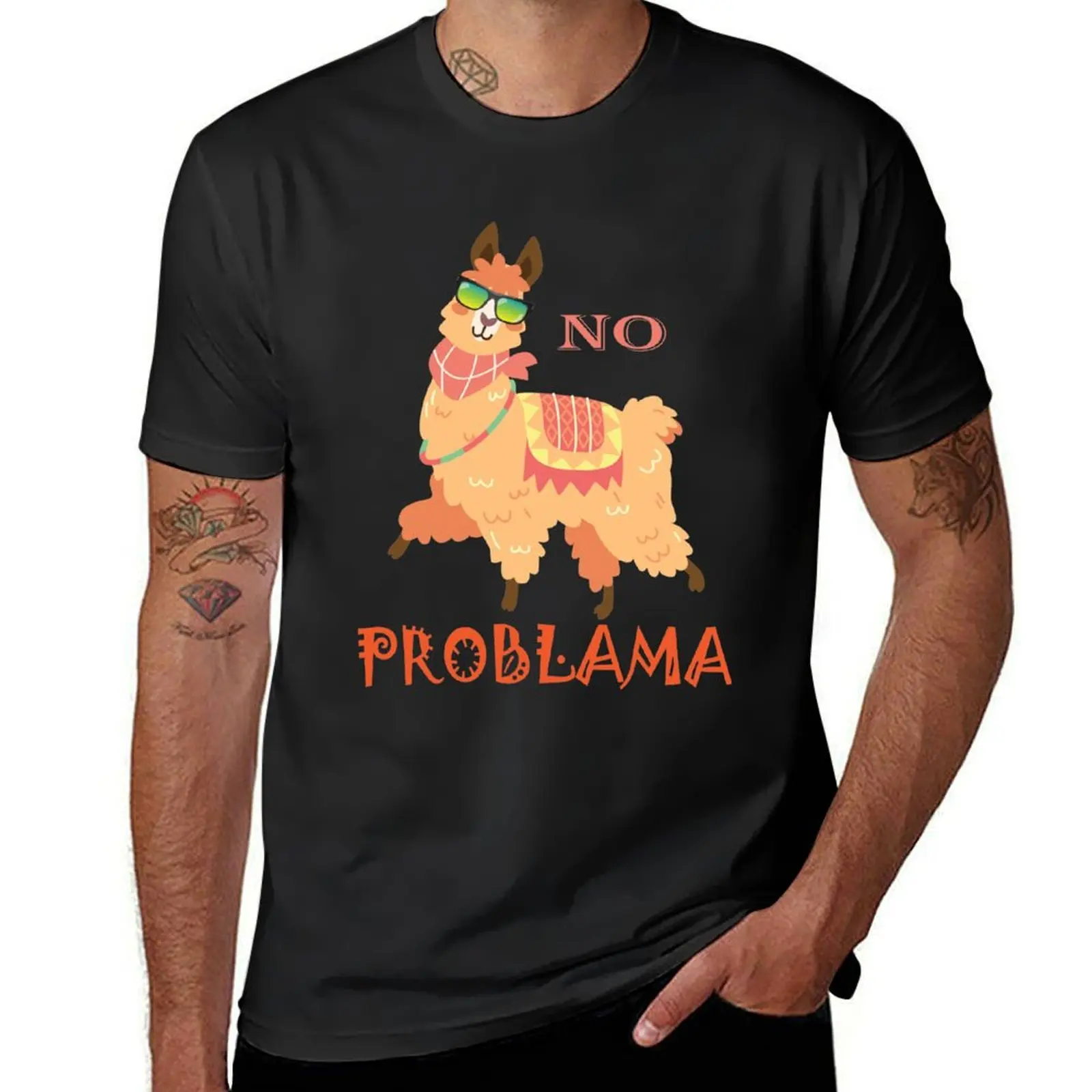 no problama lama with sunglaess T-Shirt quick-drying aesthetic clothes men clothing