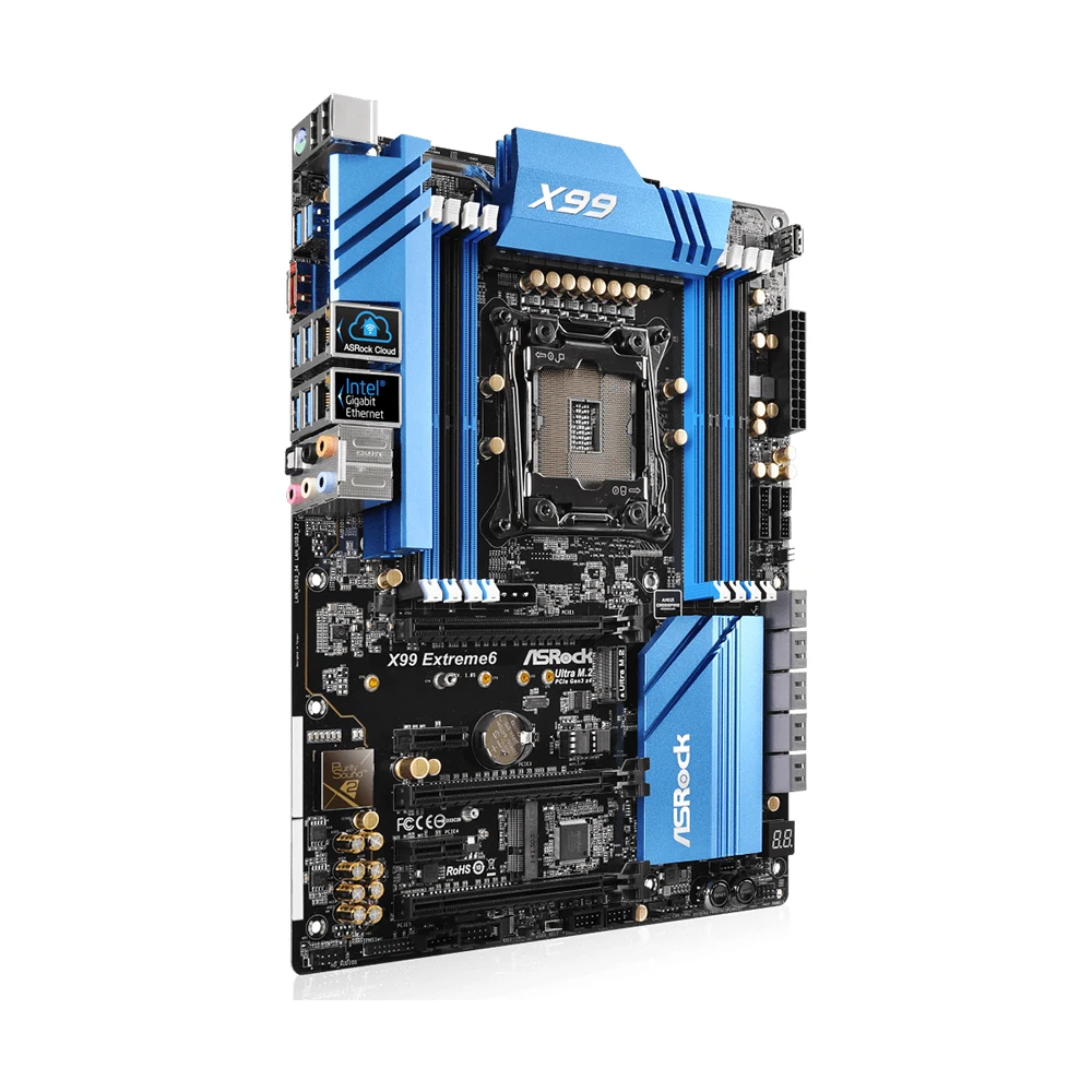 ASRock X99 EXTREME6 Motherboard Support LGA 2011-3 Intel Xeon E5 V3&V4 CPU 8xDDR4 3000MHz SATA NVME Ultra M.2 Slot PCIe 3.0 ATX