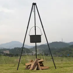 Tripod Camping Grill Heavy Duty Cooking Tripod Rack Cooking Grill Supplies Camping Campfire Tripod With Chain For Family Outings