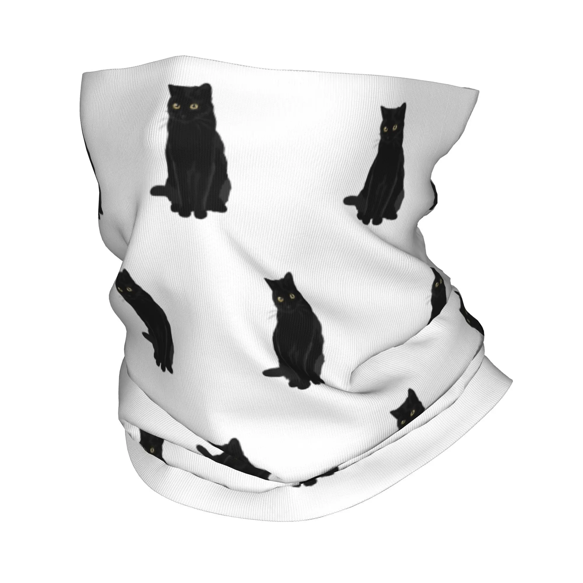 黒猫バンダナ ネックカバー プリント フェイススカーフ 多用途 ヘッドバンド 乗馬 ユニセックス 大人 洗える