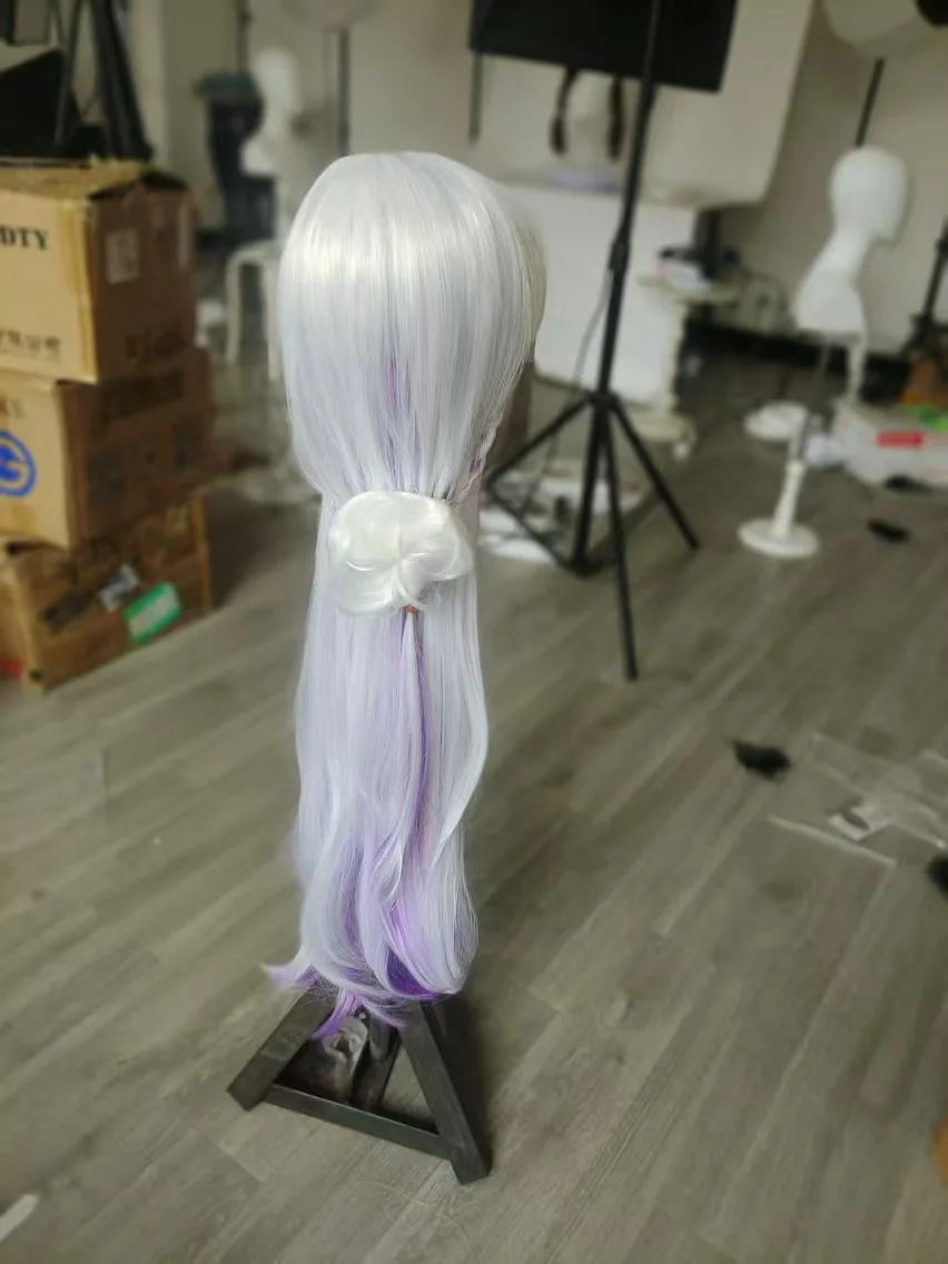 شعر مستعار اصطناعي طويل رقيق متموج كعكة الورد الطبيعية فروة الرأس تأثيري زي حفلة مقاومة للحرارة النساء #6