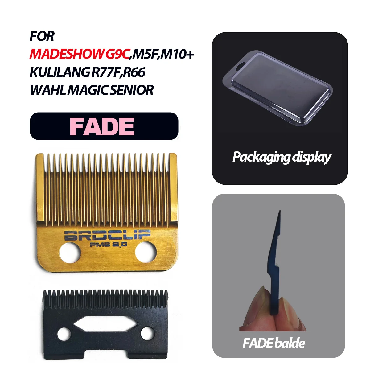 Replaceable Cutter Head for Madeshow M10 M5F KULILANG R77F R66 Hair Clipper Titanium Plated Ceramics Blade