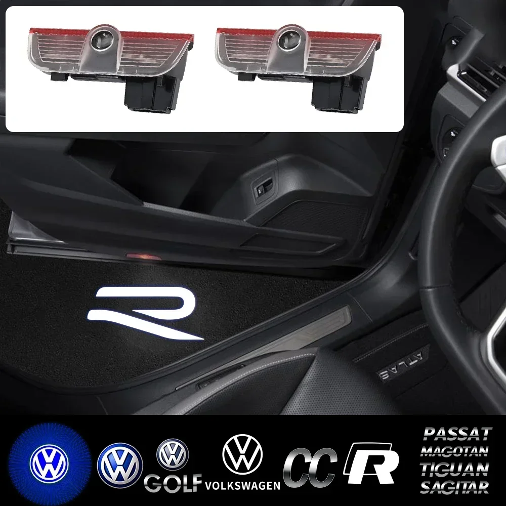 

For VW Volkswagen Tiguan Touareg CC Phideon Scirocco Golf Sagitar Passat Variant B8 Touran Magotan LED Car Door HD Welcome Light