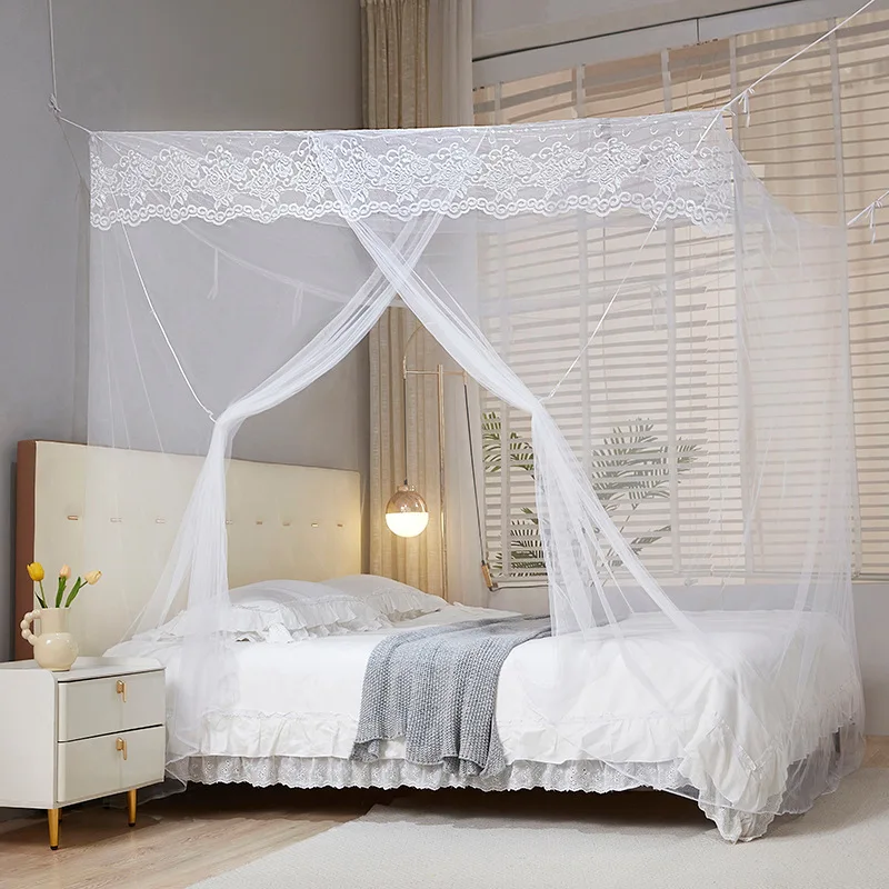 Heavy Duty Mosquito Net for Double Bed, Rustic Hanging Bed Canopy, Universal Tie-On Rope, Home Bedroom Protective Netting