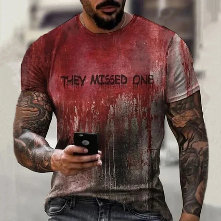 

Men's Bloody Halloween T-Shirt 3D Print Short Sleeve Horrible Graphic Tee Shirts Summer Casual Large Size Tshirts Tops