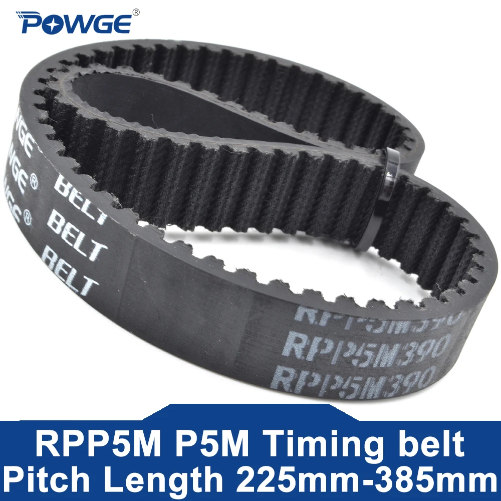 POWGE RPP5M P5M Timing belt Lp= 225 240 250 260 265 270 280 295 300 310 325 330 340 350 365 370 375 385  Width 6-50mm Rubber