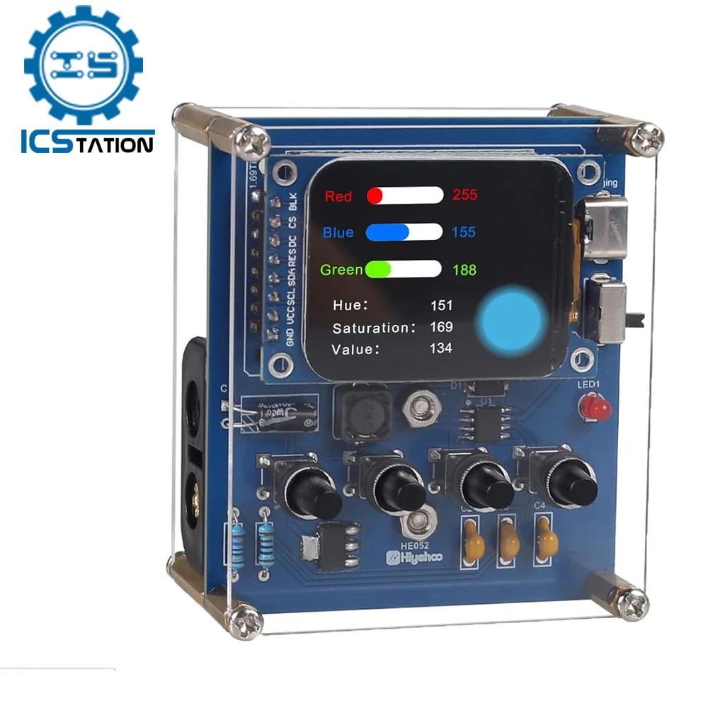 

Color Recognition Soldering Practice Kit with TCS3472 Sensor TFT Display 4 Modes STEM RGB HSV Learning Project for Teens Adults