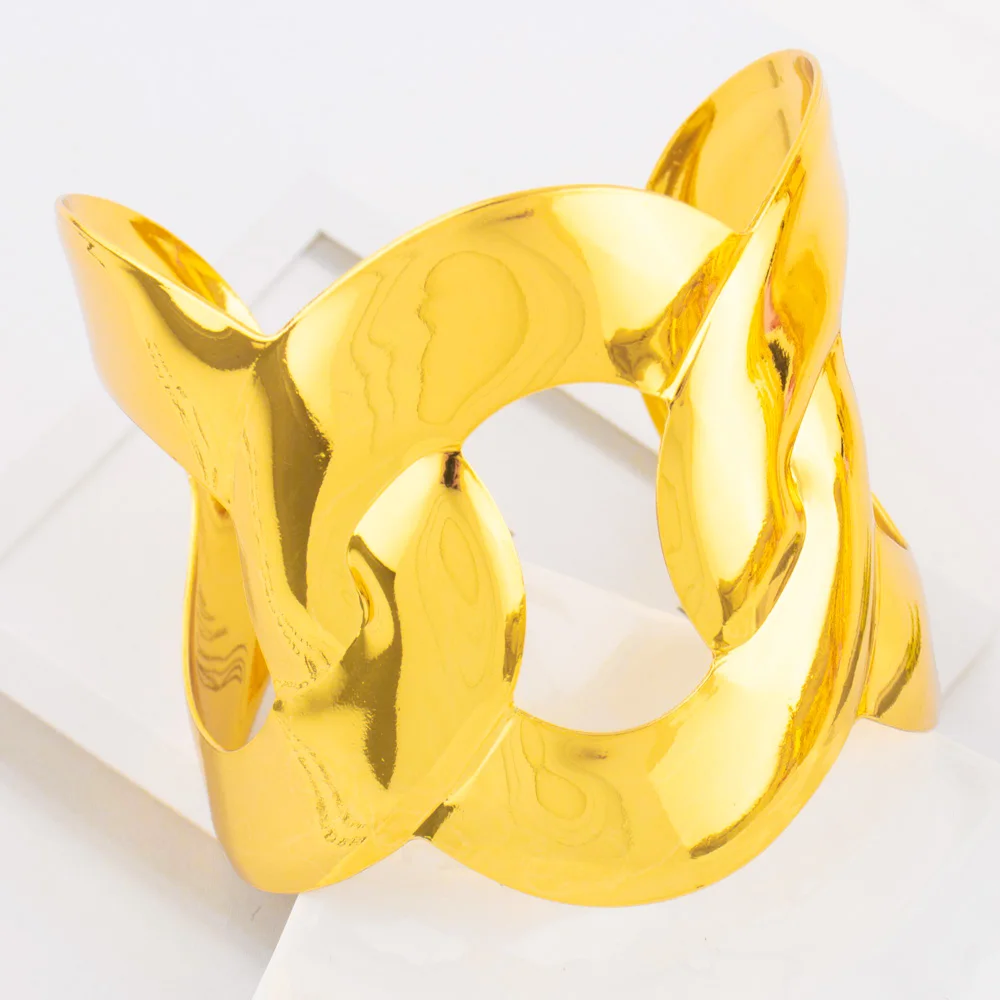 

Indian Gold Color Bracelets with Ring for Women Luxury Trendy Female Dubai Circle Big Jewelry Set design Exaggerated Party Gift