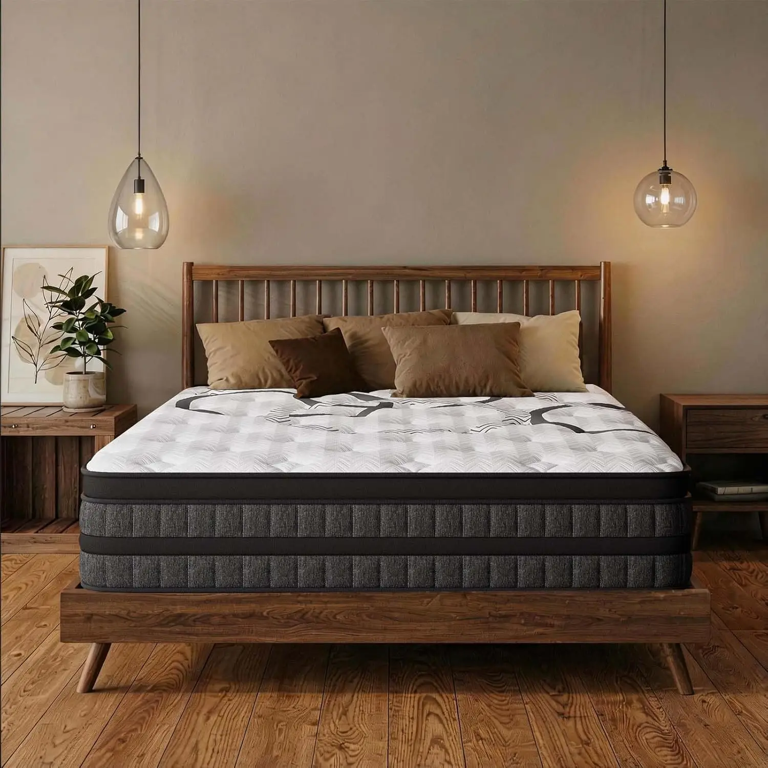 Queen 12 Inch Hybrid Mattress Memory Foam & Pocket Springs Motion Isolation Cooling Medium Firm Fiberglass Free, Customized