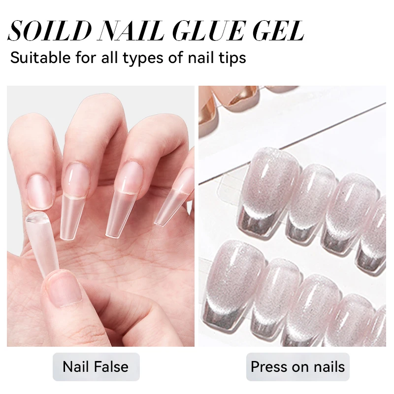 LILYCUTE 15g Solid Nail Glue Gel Easy Stick False Tips Extend Press On Nail Super Strong Nail Glue Gel For Nail Art Decoration