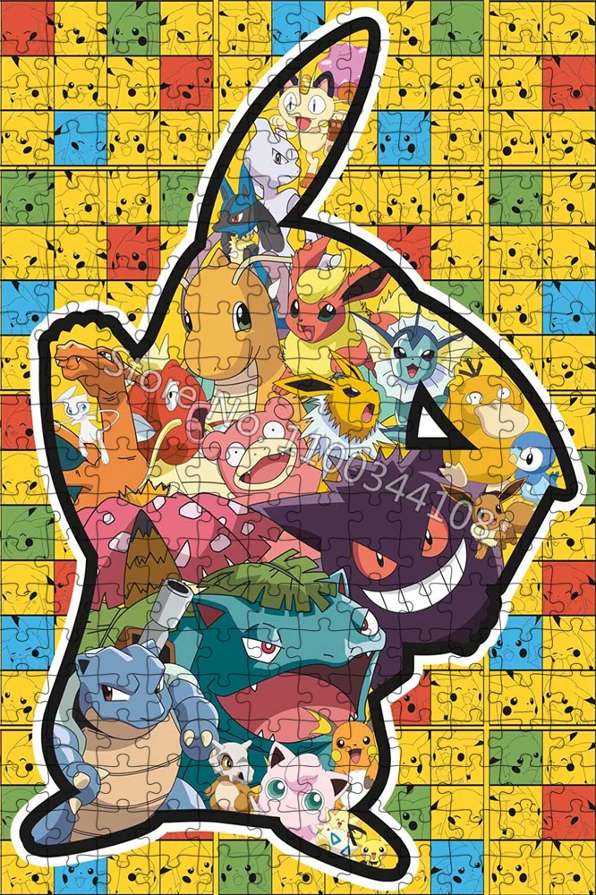 Pocket Monster Pikachu Gengar 300/500/1000 Pieces Jigsaw Puzzles Pokemon Character Wooden Puzzle Children's Educational Toys