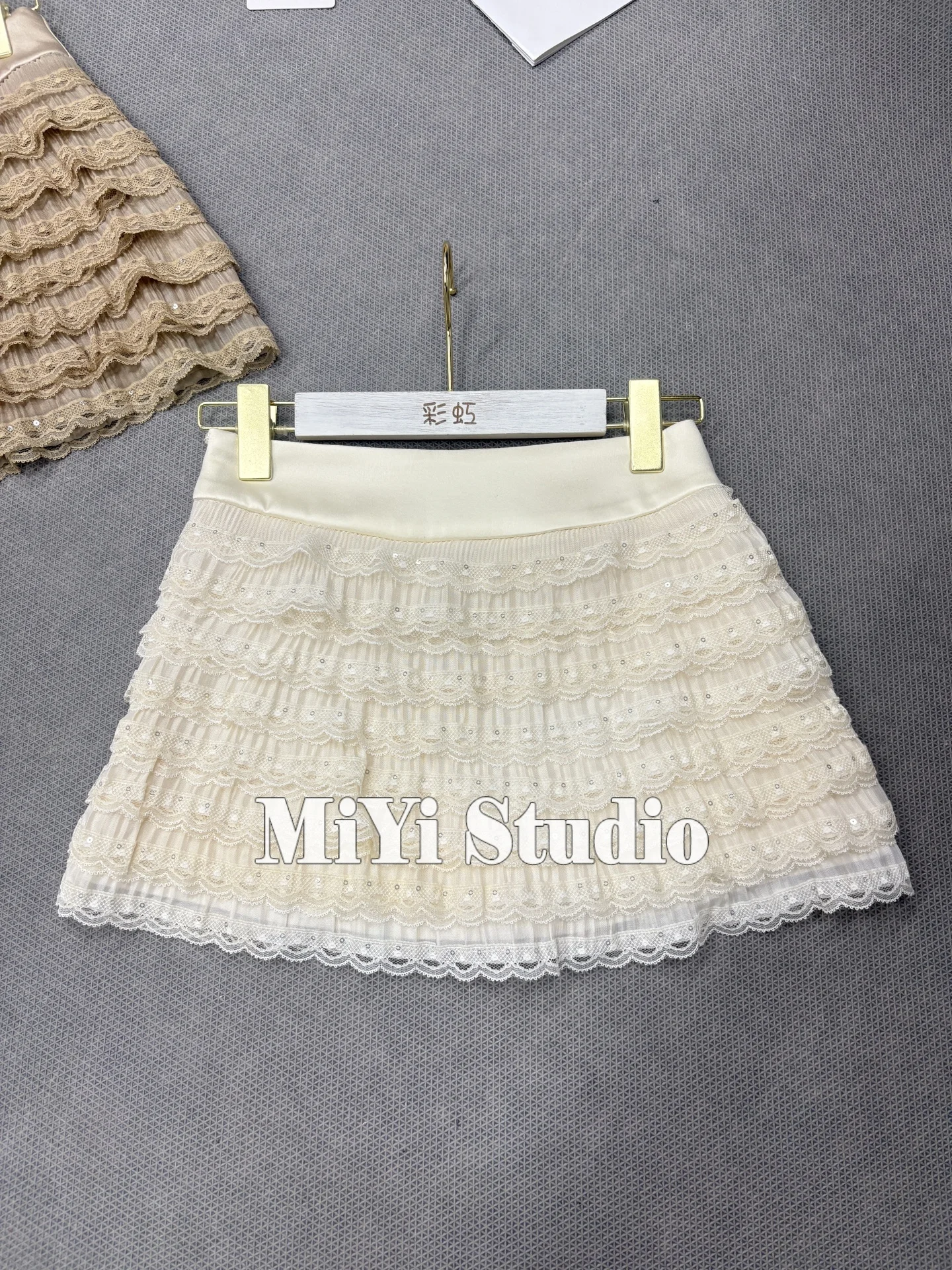 

Sweet Lace Sequin Puffy Cake Skirt Skirt Pants Slimming ort Skirt Low Waist Design Polyester Fabric Casual Wear