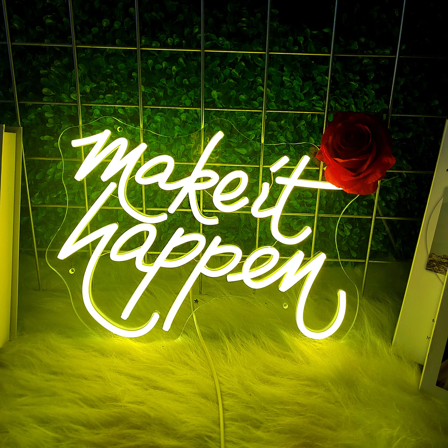 Makeit Happen ป้ายไฟนีออนสร้างบรรยากาศสําหรับร้านพิซซ่า ร้านอาหาร ตกแต่งร้านอาหาร เพื่อทําให้ร้านของคุณน่าดึงดูดมากขึ้น