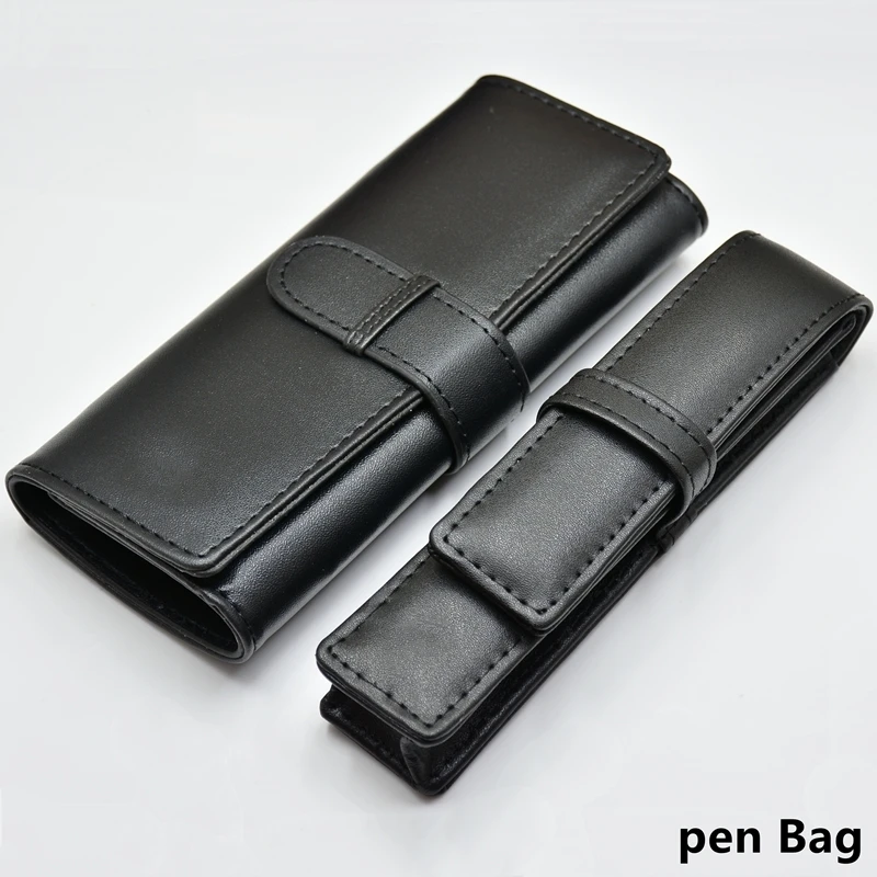 high quality Black MB Leather Pen Bag office stationery Fashion pencil case Gift