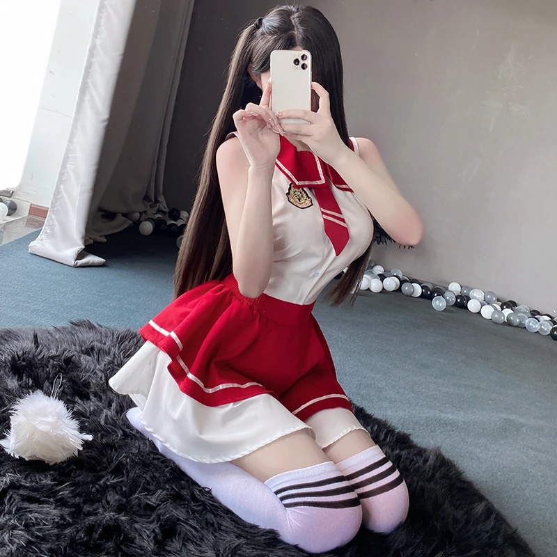 Japanese Tie Shirt Pleated Miniskirt Student Cosplay Costume Kawaii Sexy Lingerie Women's Roleplay College Schoolgirl Jk Uniform