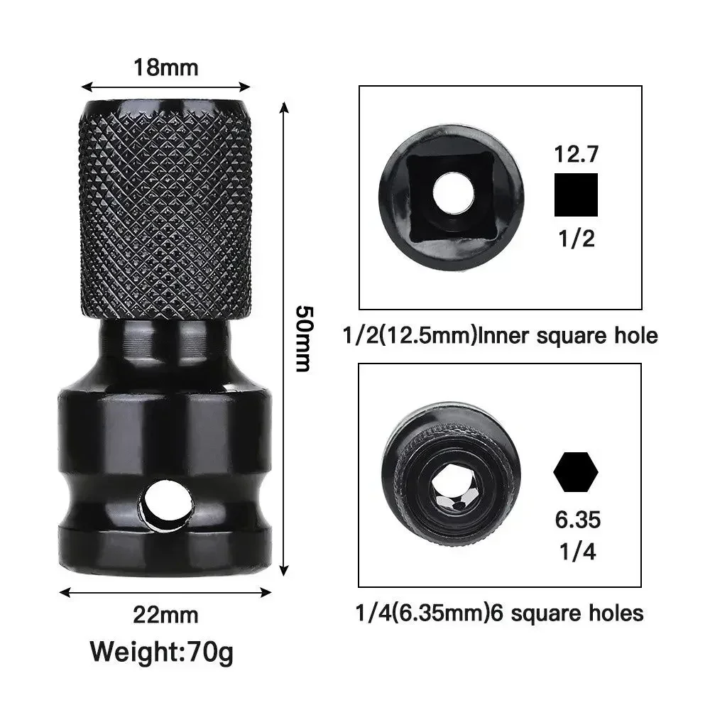 STONEGO 1/2 to 1/4 Hex Socket Adapter - Impact Air Extension Pneumatic Tool, Quick Installation, Heavy-Duty Steel Construction