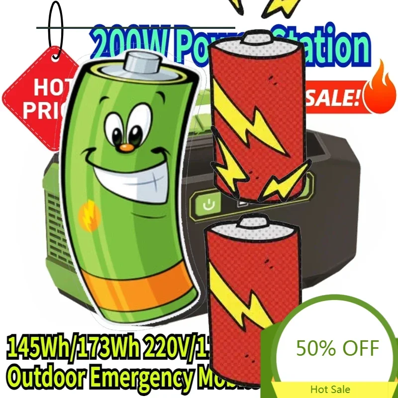 

145Wh/173Wh 200W Portable Power Station 220V/110V Solar Generator Outdoor Emergency Mobile Power Bank For Camping Power LED