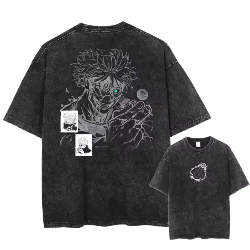 

Gojo Satoru Jujutsu Kaisen TShirt Print Women Tshirt Washed Cotton Tshirt Clothing Summer Short Sleeve Oversized Tees Streetwear