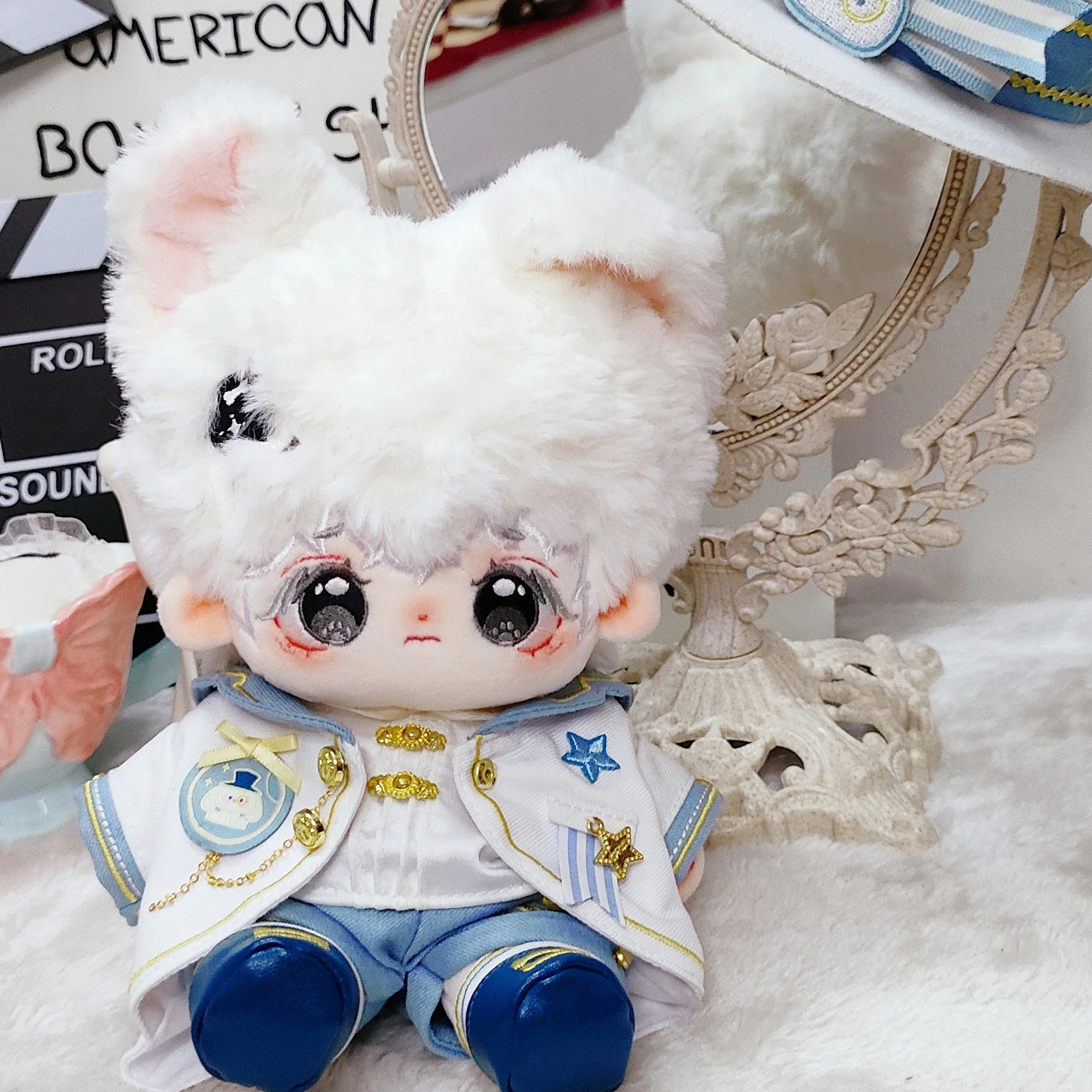 20cm Doll Clothes Knight General Prince Fashion Hat White Rabbit Suit Stuffed Plushies Plush Doll Accessories Anime Toy Kids Gif