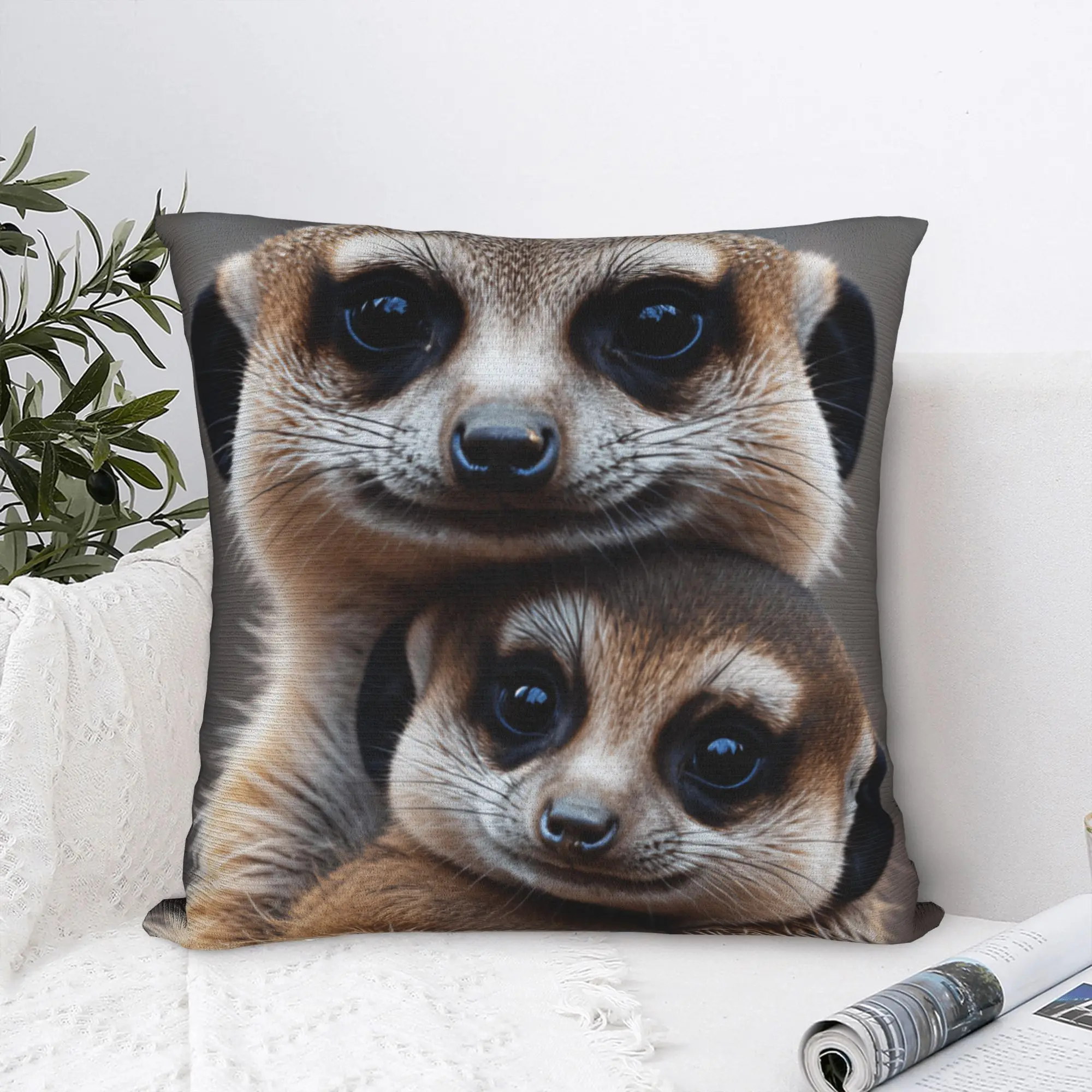 Pillow Case Adult Meerkat Holding Baby Meerkat Comfy  Pillow Cover For Sofa Car Home Decor Vintage Pillowcases