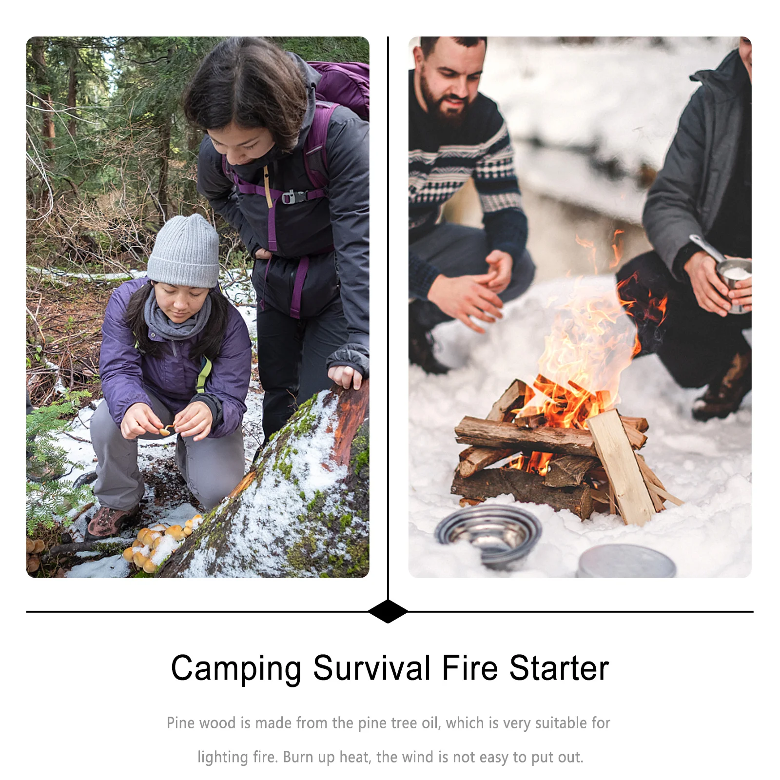 

2Pcs Outdoor Survival Fire Starter Tool Pine Wood Sticks Camping Fire Igniter Wind Resistant Lanyard Travel Wood Burner Supplies