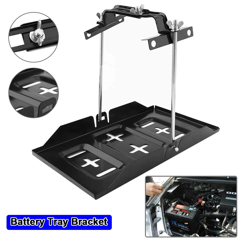 Universal 27cm Battery Tray Bracket Storage Battery Holder Tray Mount Hold Down Clamp Bracket Kit Car Accessory for Auto SUV 