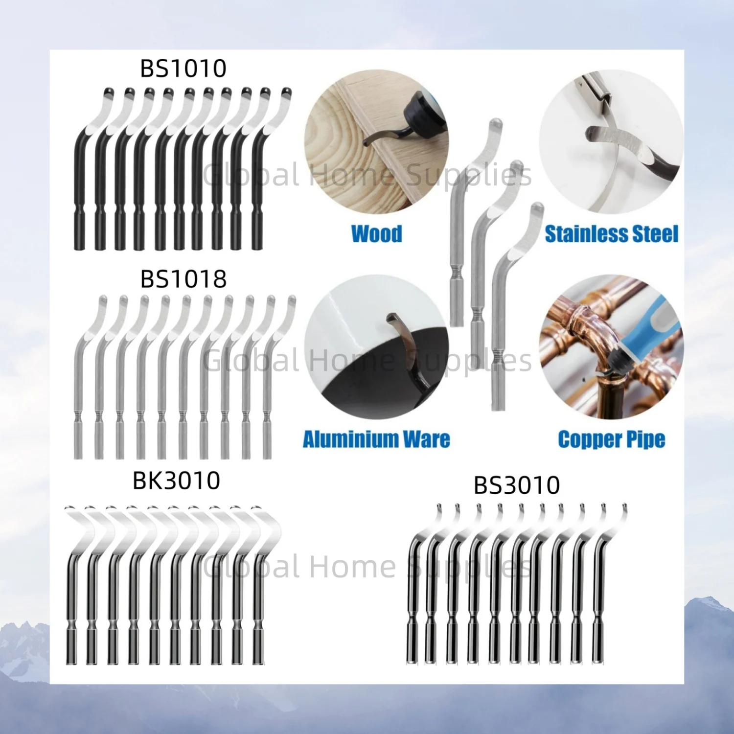 10PCS Deburring Blades BS1010 BS1018 BK3010 BS3010 High Speed Steel Swivel Blades for Metal Resin PVC Pipes Copper Plastic Print